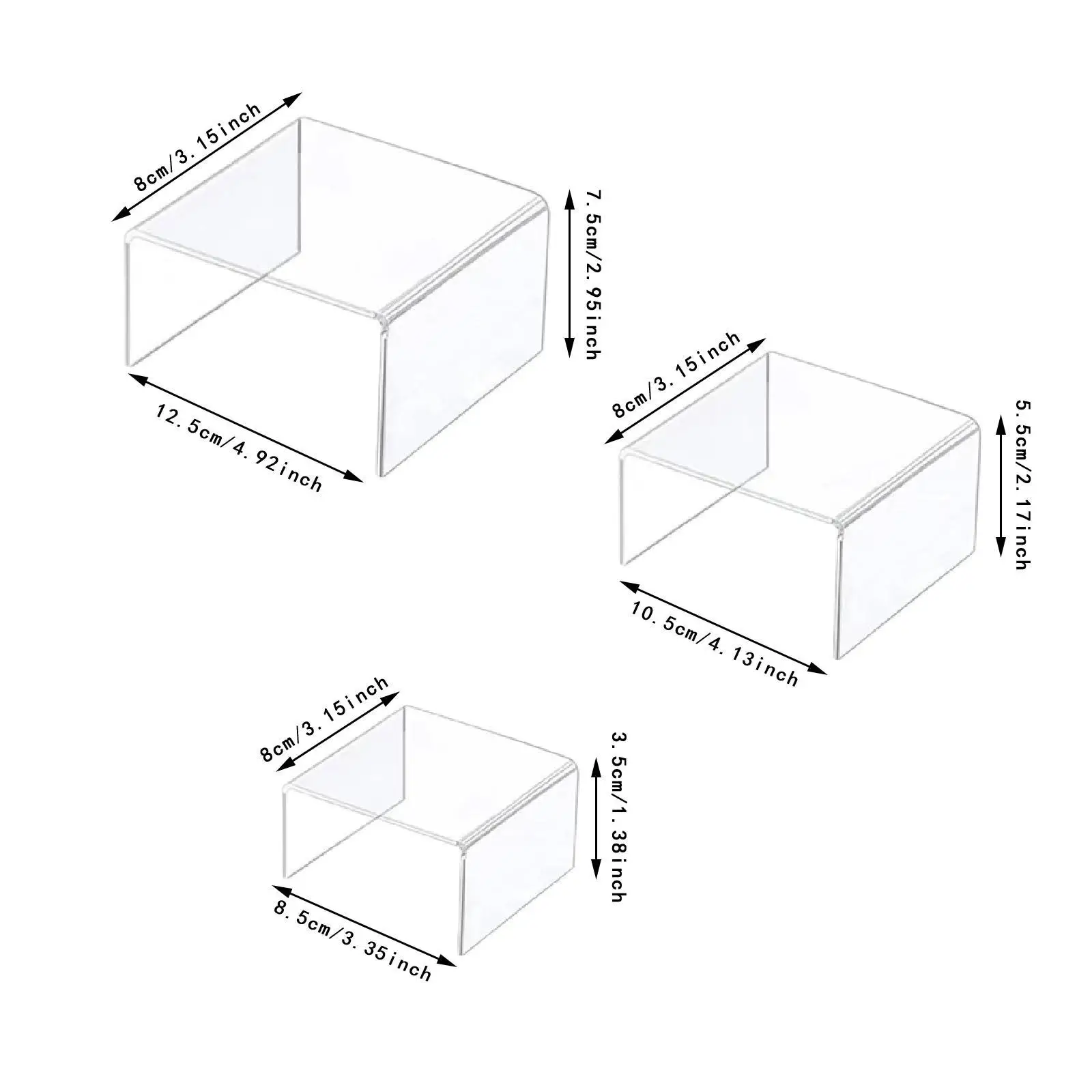 3 قطع من رافعات عرض الأكريليك لتوفير المساحة للمقتنيات والمجوهرات بالتجزئة #6