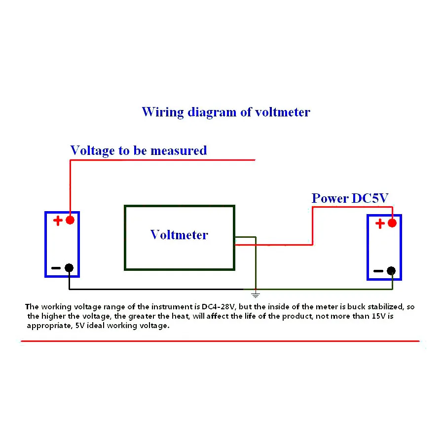 5Bit DC Voltmeter High Precision LED Digital Voltmeter 0-200V 100V 50V 33V 10V Voltage Volt Panel Meter battery monitor 5V 12V