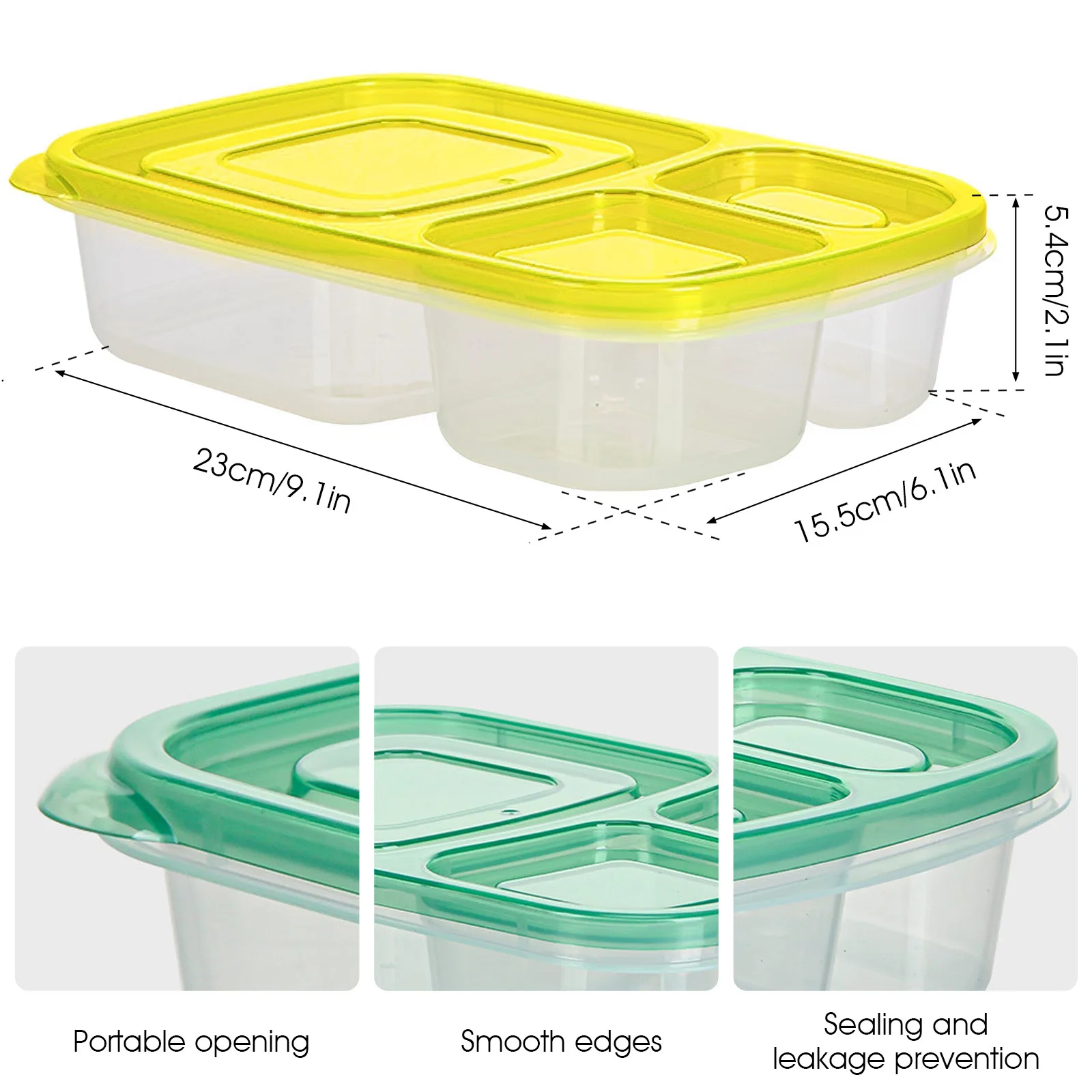 7pcs Bento Box 800ml Large Capacity Bento Containers With 3 Compartments Temperature Resistance Food Storage Boxes With Lids