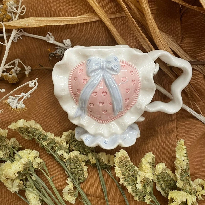 كوب سيراميك كلاسيكي لعيد الحب باللون الوردي اللطيف كوب ماء غلاية هدية منزلية #3