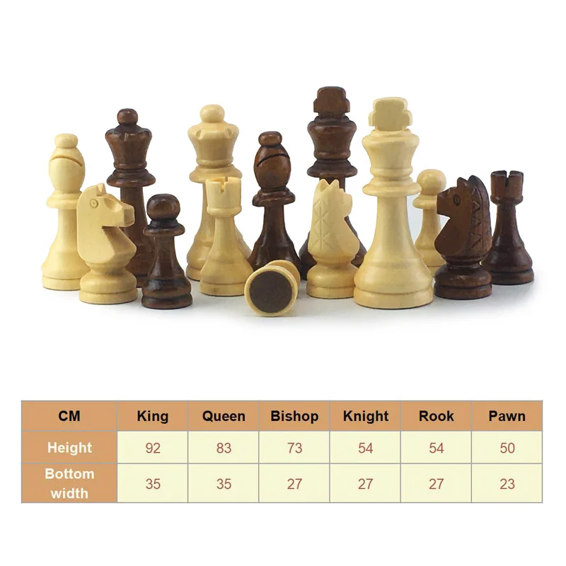 Luxury King Height  54/65/80/105mm Wooden Chess Game Chess Pieces Set Wooden Chess Set for Table Game Complete Chessmen