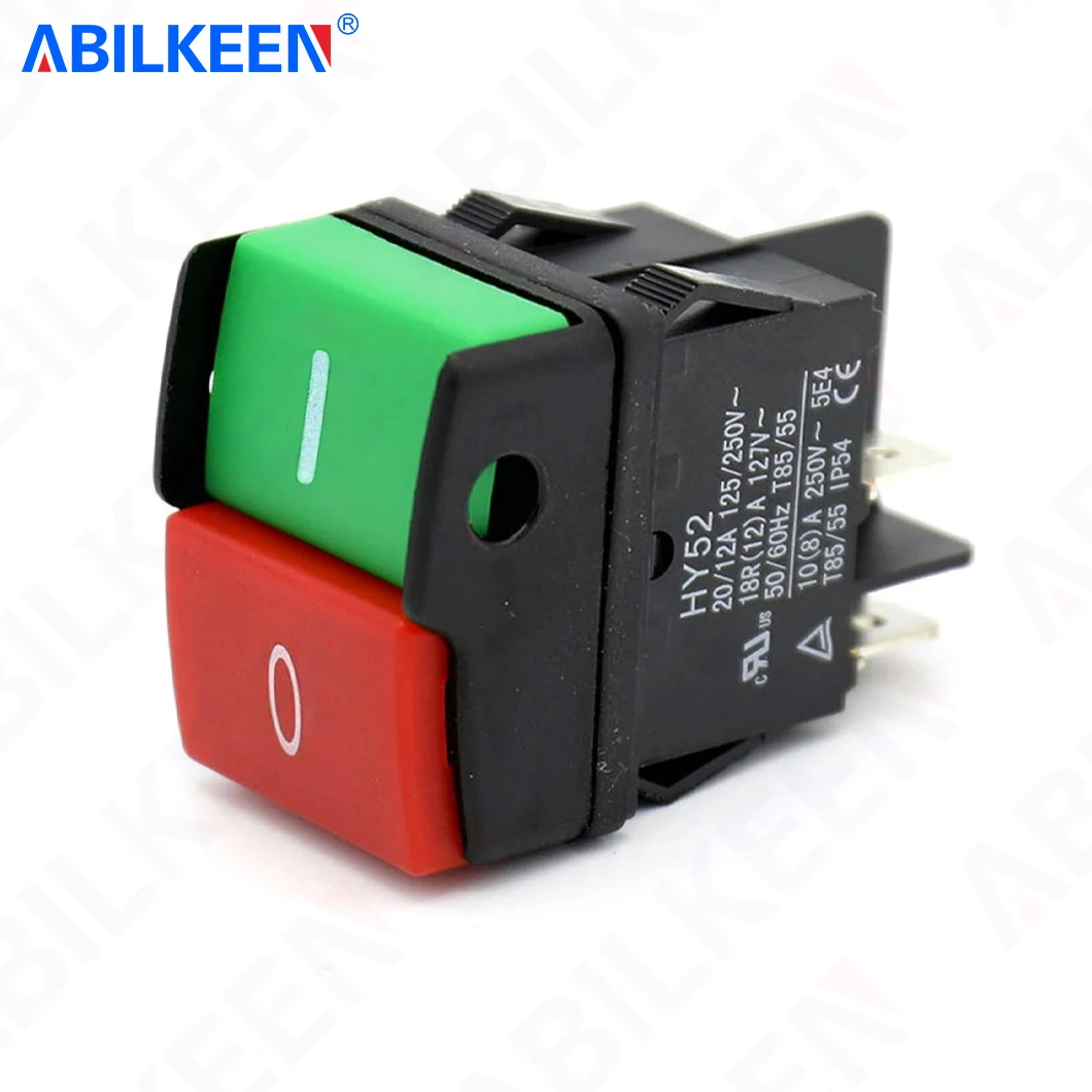 HY52 Equipment ON-OFF Push Button Switch 4Pins Terminal Plastic Push Button for Fits Machine Tools Large-Scale Power Tools