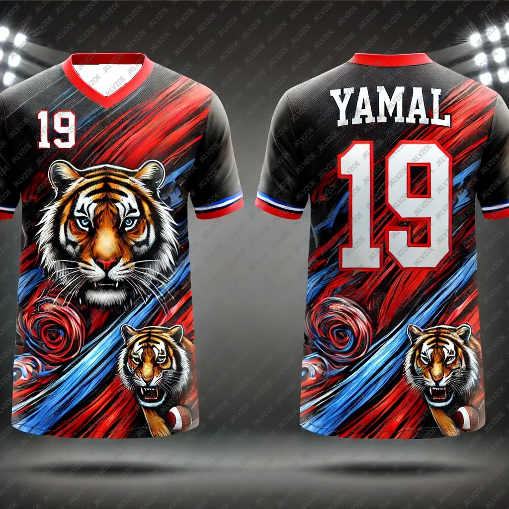 Hot Selling Yamal Football Jerseys Summer Fashion Casual Loose Sports Short Sleeved T-shirts Quick Drying Breath Children's Top