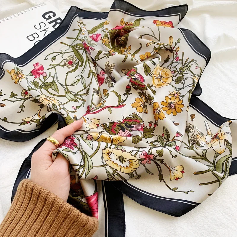 

Шелковый квадратный платок 70×70 см для женщин, для головы и шеи