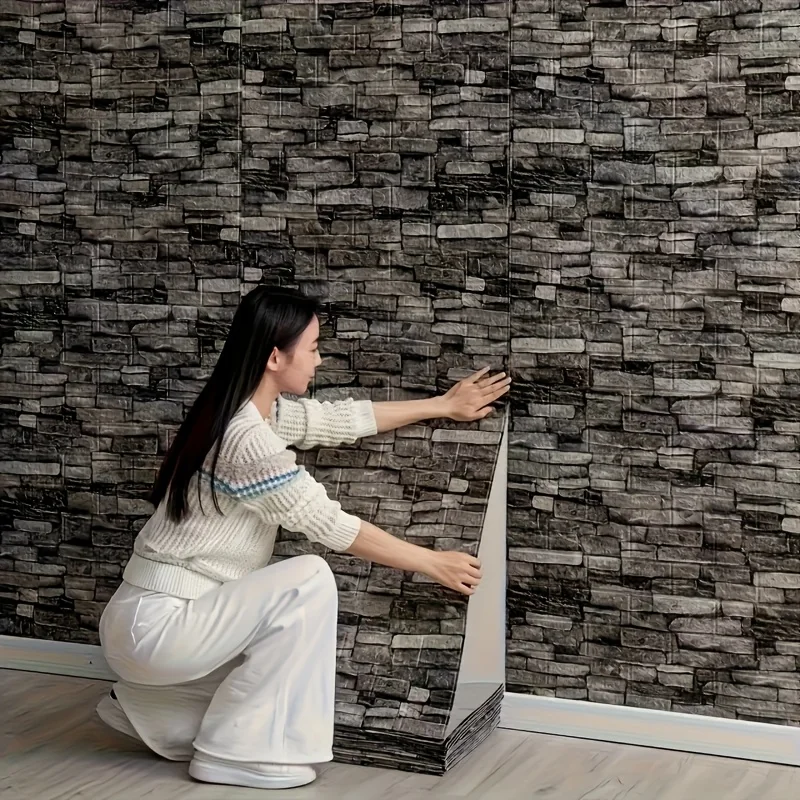 70CMx5M 3D Self Adhesive Waterproof Wall Sticker DIY Peel and Stick Wallpaper for Living Room Kitchen Wall Art Home Decoration