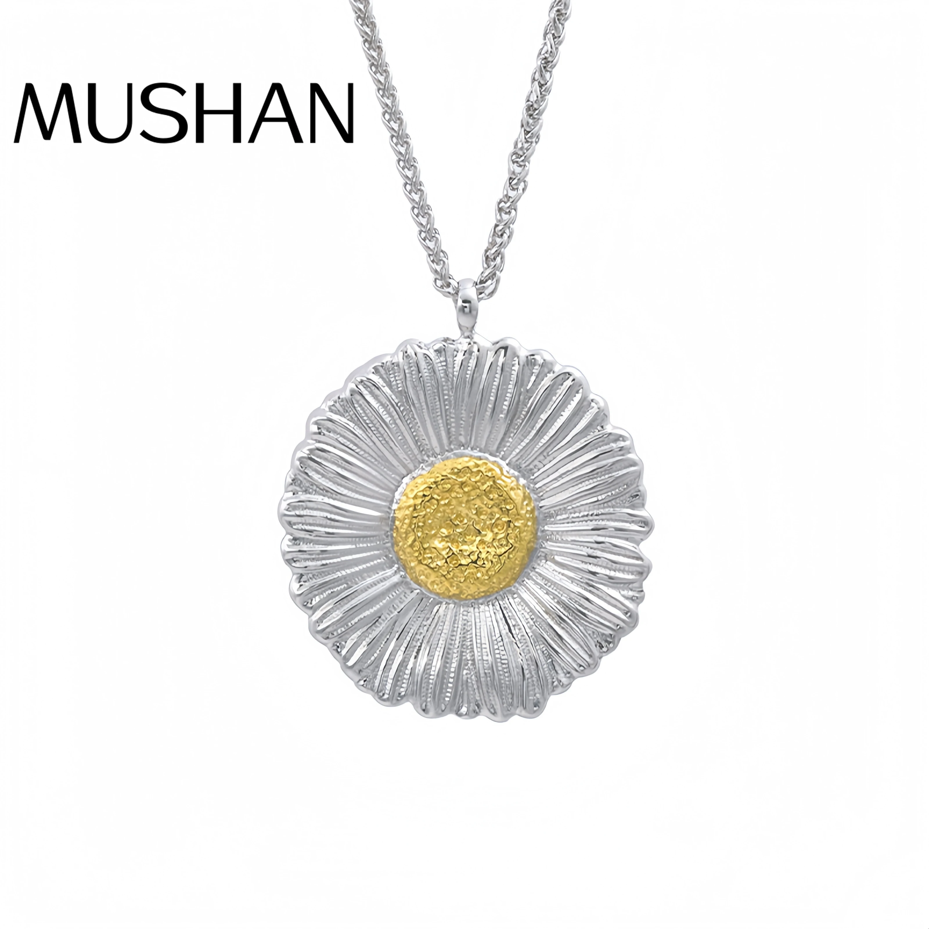 Mushan العلامة التجارية الفاخرة نحى زهرة ديزي قلادة 18 كيلو مطلية بالذهب 925 فضة قلادة القلائد غرامة مجوهرات #1