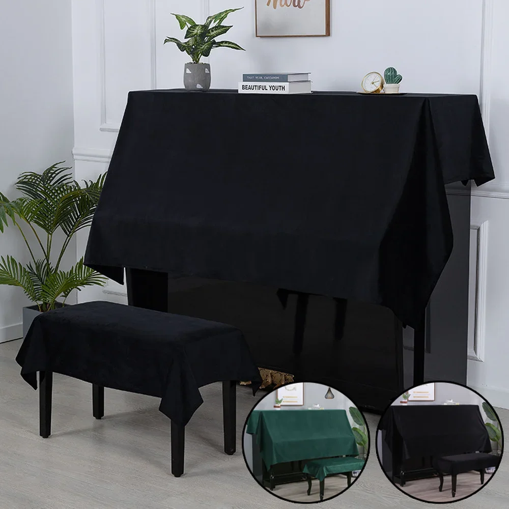 Velvet Half Piano Cover with Stool Cover Retro Style Piano Protection Dustproof Romantic Natural European Piano Cover
