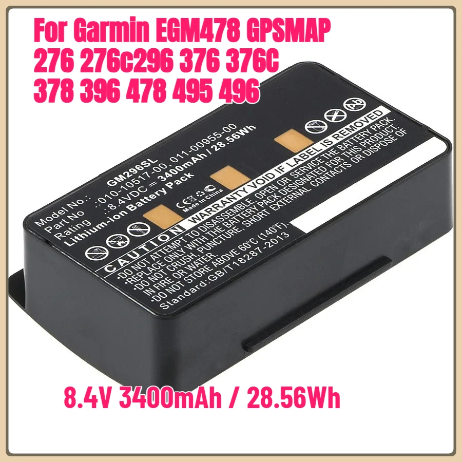 

8.4V 3400mAh / 28.56Wh High-capacity Li-ion Battery for Garmin EGM478 GPSMAP 276 276c 296 376 376C 378 396 478 495 496