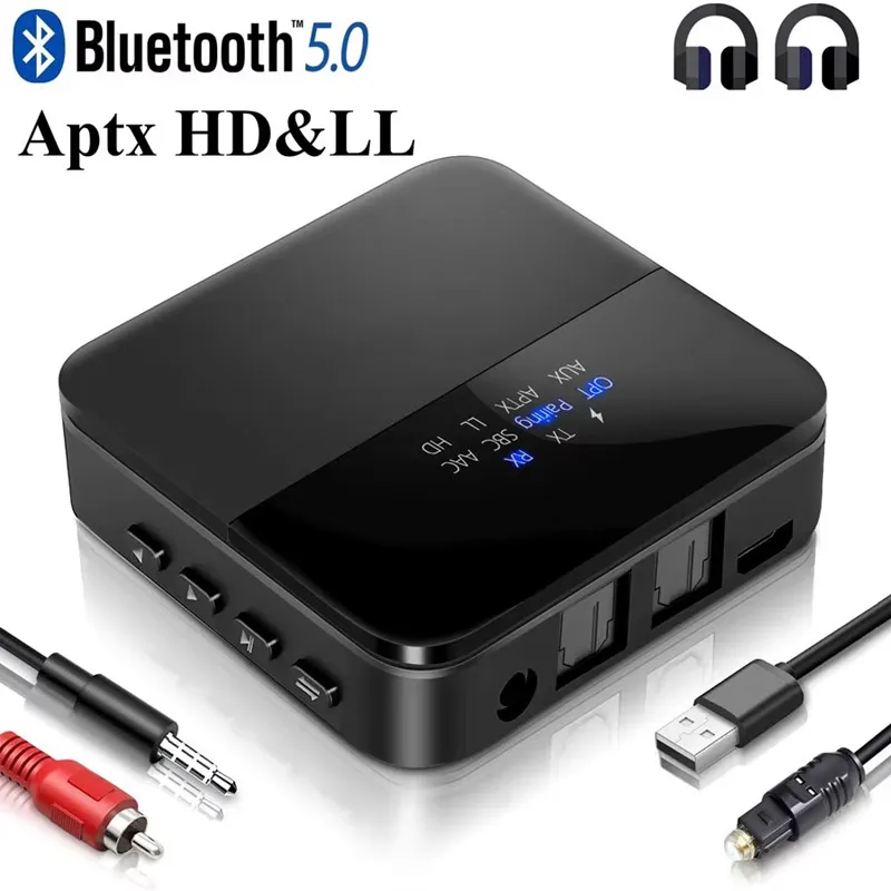 Bluetooth 5.0 Audio Transmitter Receiver AptX HD LL Low Latency CSR8675 Wireless Adapter RCA SPDIF 3.5mm Aux Jack for TV PC Car