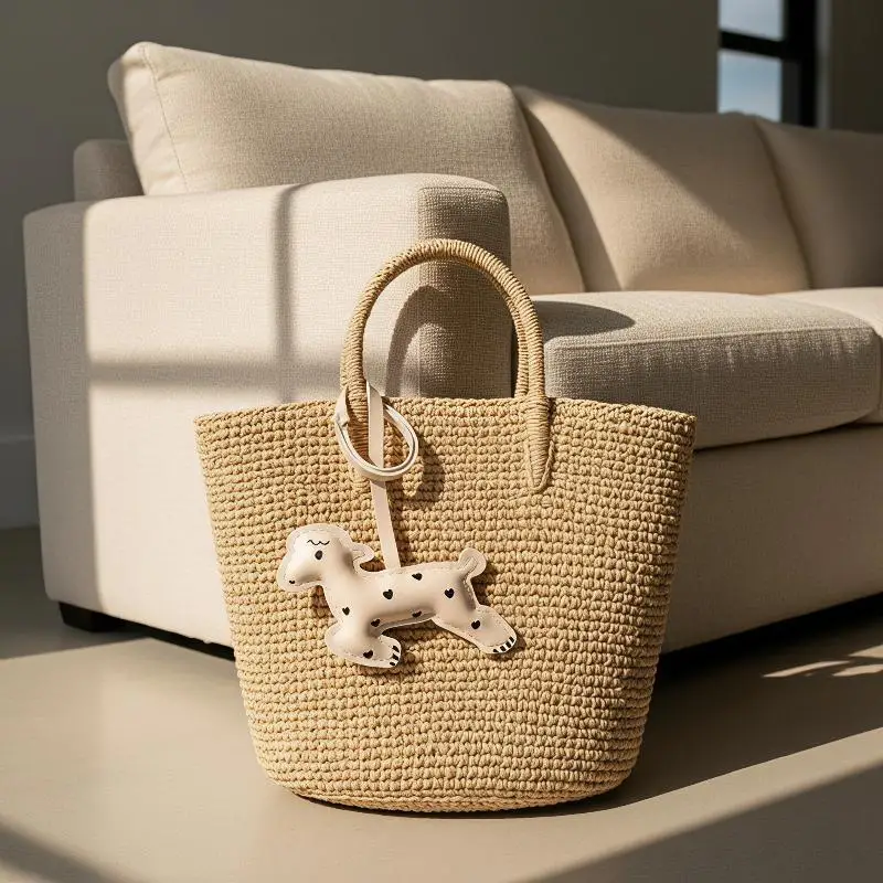 Heart Print Sheep Bag Charm Premium PU Leather Soft Stuffed Keychain Fashion Purse Accessory for Girls Backpack