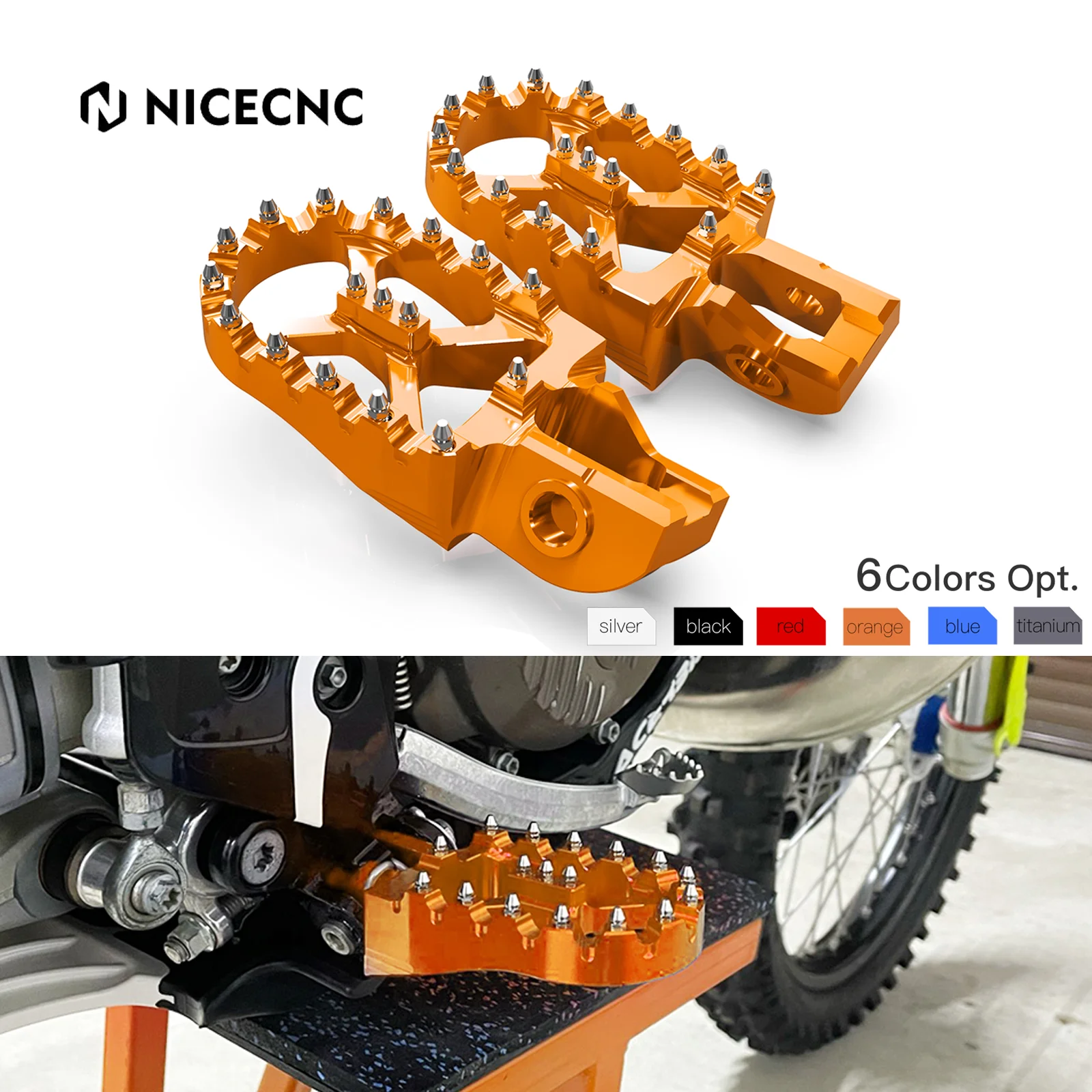 

For KTM EXC 300 EXC 450 EXCF 350 XCW 2017-2023 SX 125 SXF 250 SXF 450 XC XCF 2017-2022 57mm Foot Pegs Footrest For GasGas EC 300