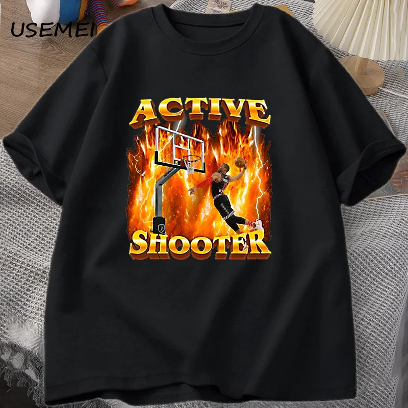 Active Shooter Graphic T Shirts Funny Meme Tshirt Cotton Short Sleeve O Neck T-shirt Man Clothes Oversized Streetwear Tee Shirt