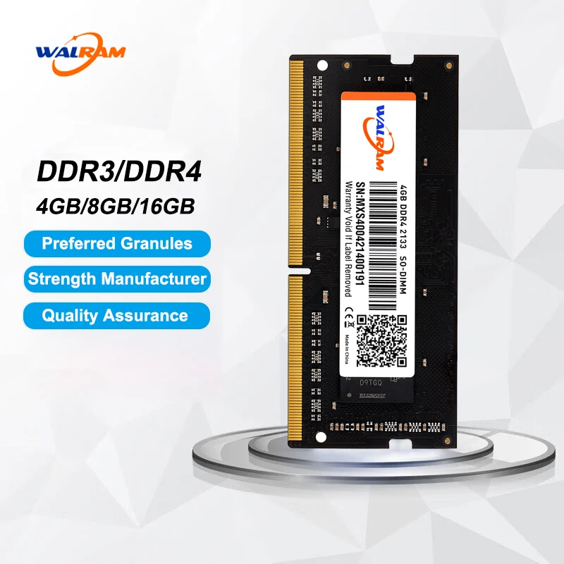 

WALRAM DDR4 16GB Memoria Ram DDR3 DDR3L 8GB 4GB 1600MHz 2666MHz 3200MHz 1.2V 1.5V Sodimm Internal Memory Ram For Laptop Notebook