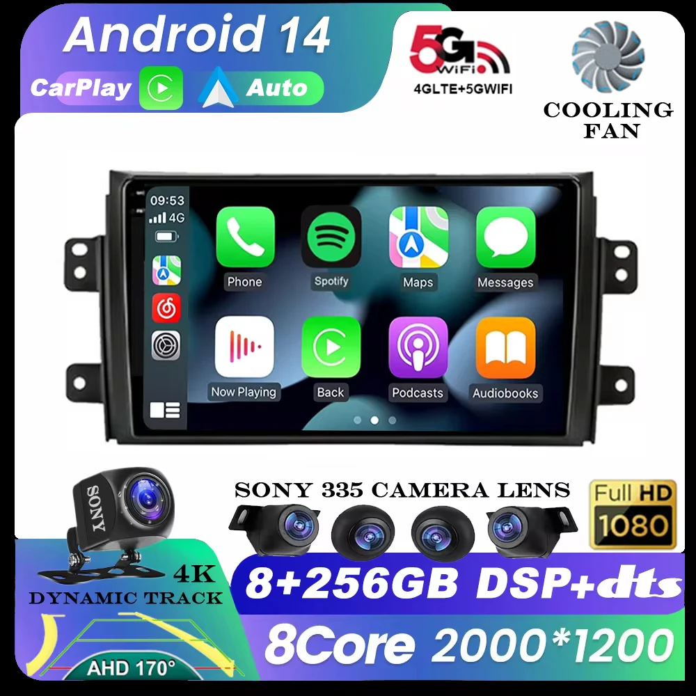 

Android 14 Car Radio For Suzuki SX4 2006-2013 Fiat Sedici 2005-2014 Multimedia Video Player Navigation 2din Carplay Stereo Audio