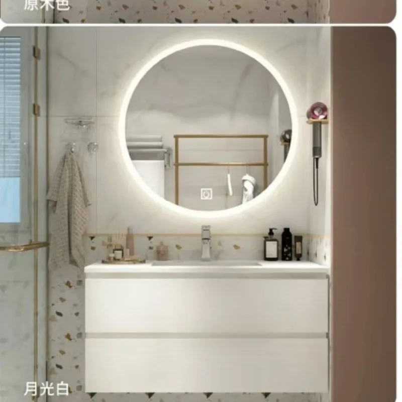 Combinación de mueble de baño nórdico, lavabo de cerámica integrado minimalista moderno, lavabo de manos, juego de lavabo de inodoro