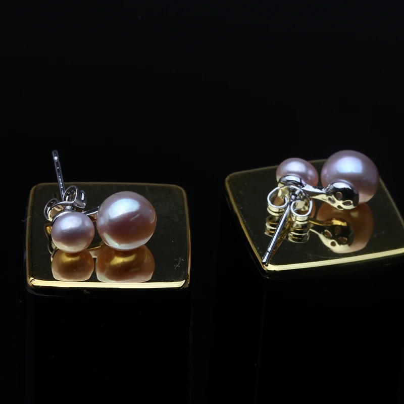 Cute Small Freswater Natural Double Pearl Earring,Real 925 Sterling Silver Earrings With Pearls Wife Mother Birthday White Black - view 5