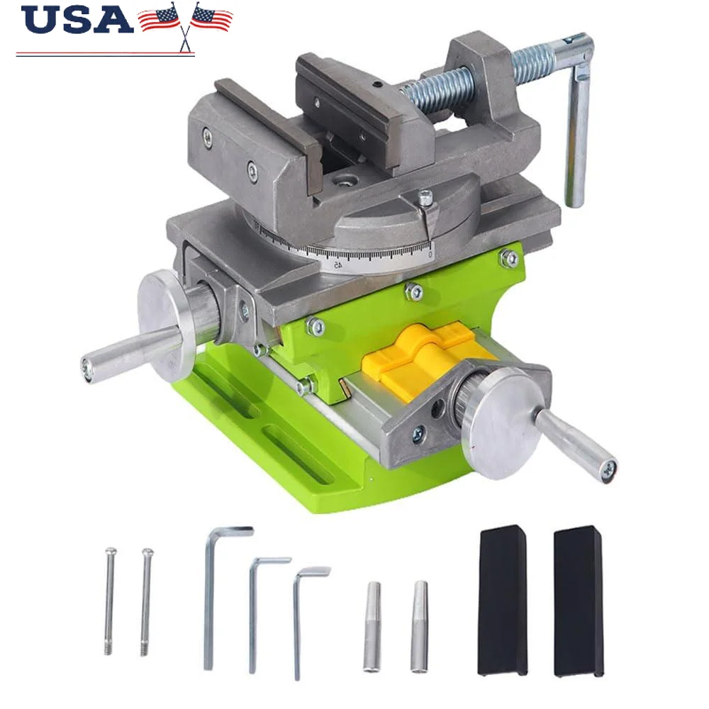 Tornillo de banco deslizante cruzado de mesa giratoria, fresadora de prensa de taladro de precisión de 3 pulgadas, dirección ajustable X Y, aleación de aluminio duradera