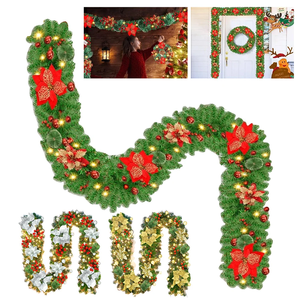 

Рождественские гирлянды 1,8/2,7 м с шишками, красные ягоды, искусственные рождественские венки, дверные подвесные украшения, новогоднее украшение