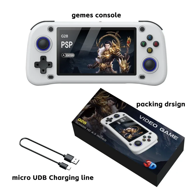 

G28 Retro Handheld Video Game Console LINUX System 4.3 Inch LCD Display Portable Pocket Video Player Games for PSP