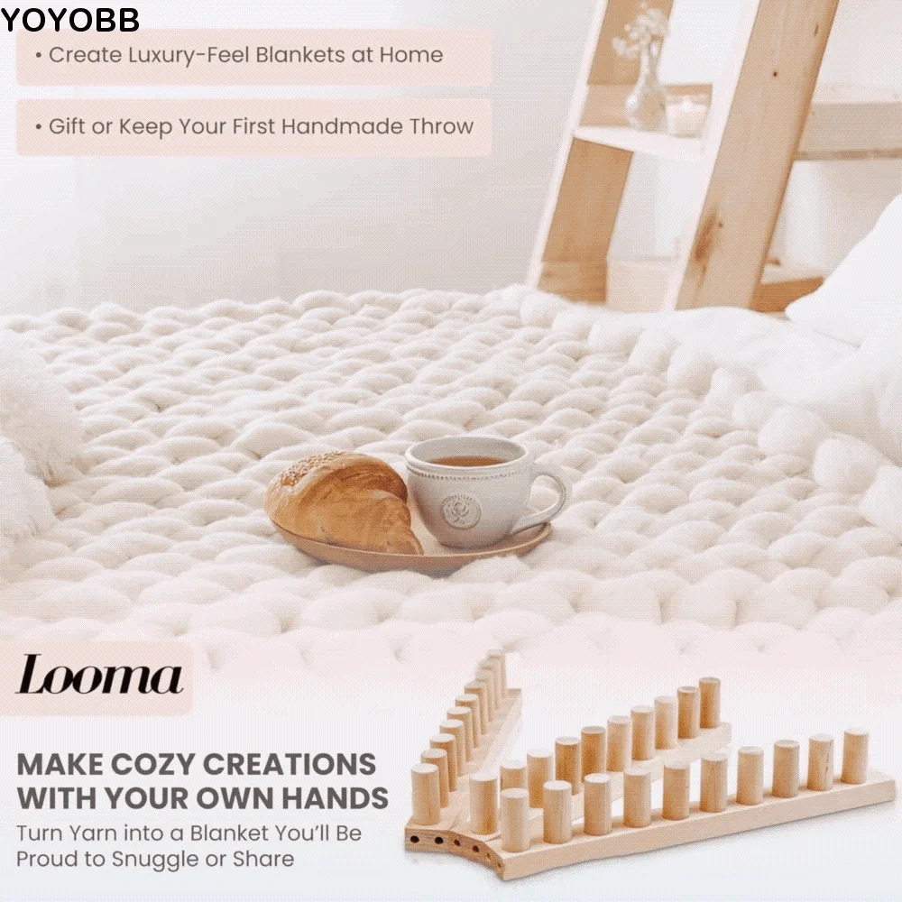 

Adjustable Size Chunky Blankets Loom Modular Design Portable Hand Knitting Board Detachable Easy Assembly Wooden Knitting Frame