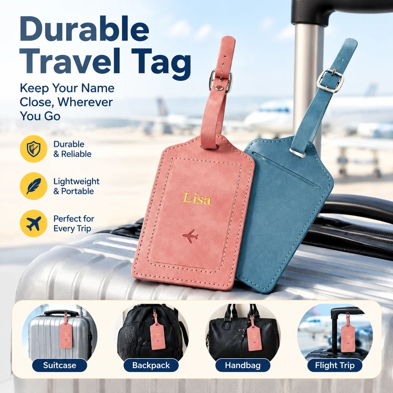 Durable Travel Luggage Tag Lightweight ID Label for Suitcase Backpack Handbag Flight Trip Secure Name Accessory
