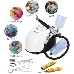 Aerógrafo portátil para uñas, pistola pulverizadora de nanooxígeno de agua, inyector Facial para arte, tatuaje, pastel, maquillaje, Kit de pinceles con compresor