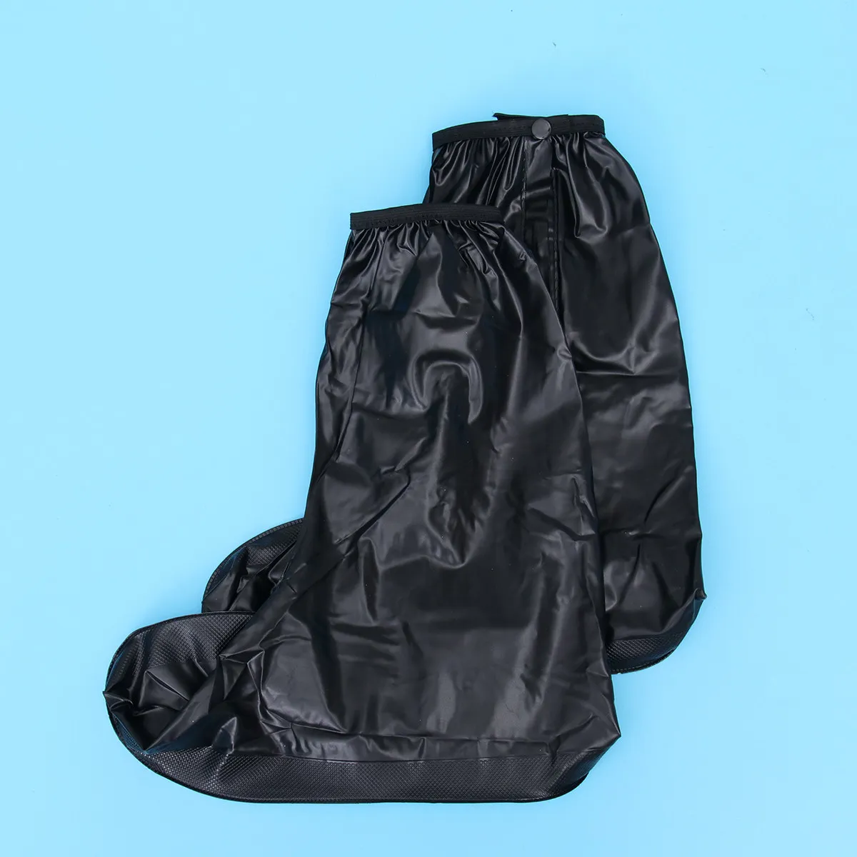 803 Waterproof Men's Rainproof High-Top Overshoes Shoe Covers Foldable Reusable Non-Slip Rubber Sole Zippered Black Size Xxl