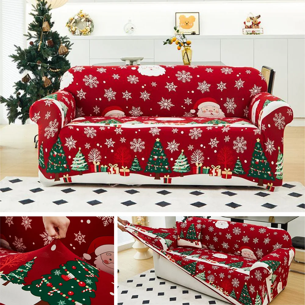 Elastic Christmas tree  couch Cover for Living Room 1/2/3/4 Seater Sofa Cover L Shaped Corner Sofa Covers Elastic Cover for Sofa