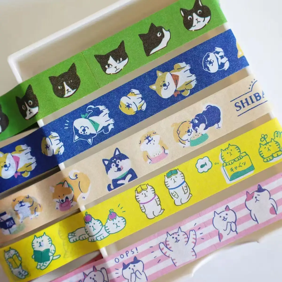 Each roll is 3 meters long. Japanese cat tape. Cute animal Shiba Inu tape roll. Material diy decoration stickers.