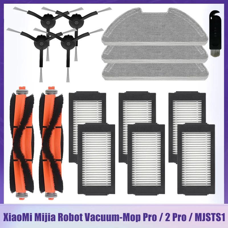 For XiaoMi Mijia Robot Vacuum-Mop Pro / 2 Pro / MJSTS1 Robot Vacuum Cleaner Roller Brush Side Brush Hepa Filter Mop Rags Parts
