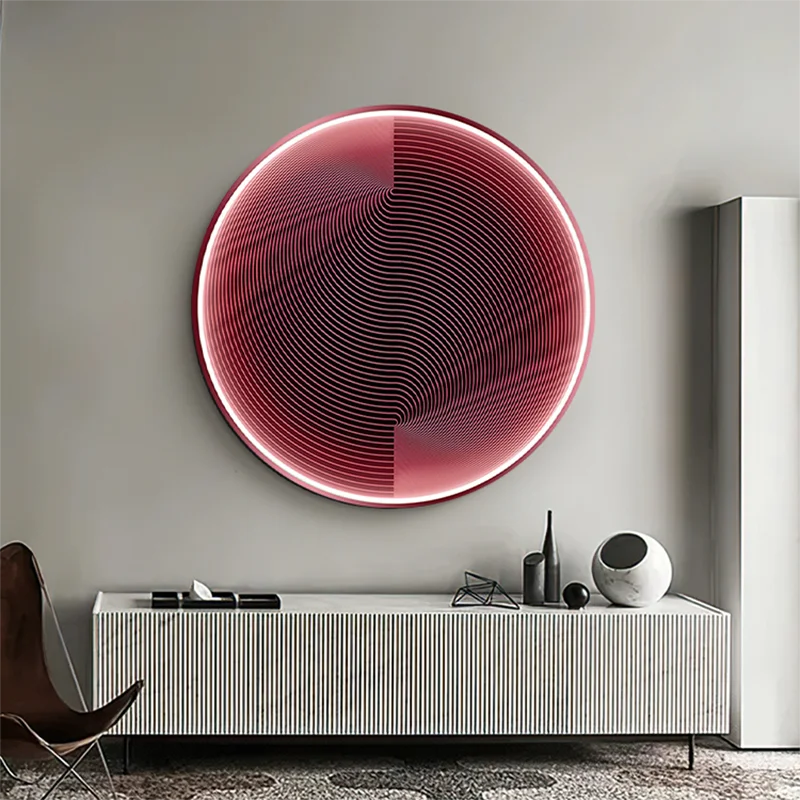 Circular Luminous Decorative Painting Abstract Entrance LED Light Hanging Painting Living Room Sofa Background Mural Light