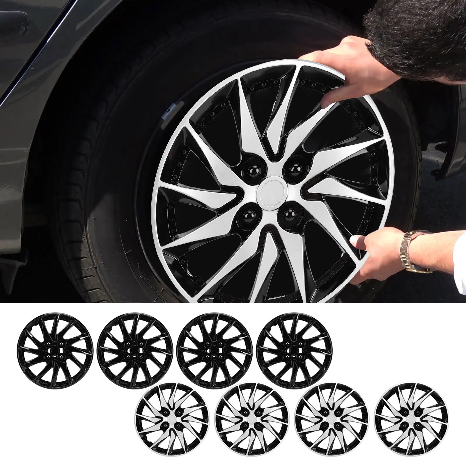 

4pcs 14 Inch Hubcaps Wheel Covers Protective Fashionable R14 Universal Replacement Hub Caps for Most Cars Truck SUV