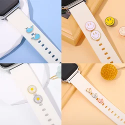 Cute Cartoon Encantos Decorativos para Apple Watch, Acessórios de Silicone Strap, Unhas Jóias, Flor Animal Encantos para Iwatch Pulseira