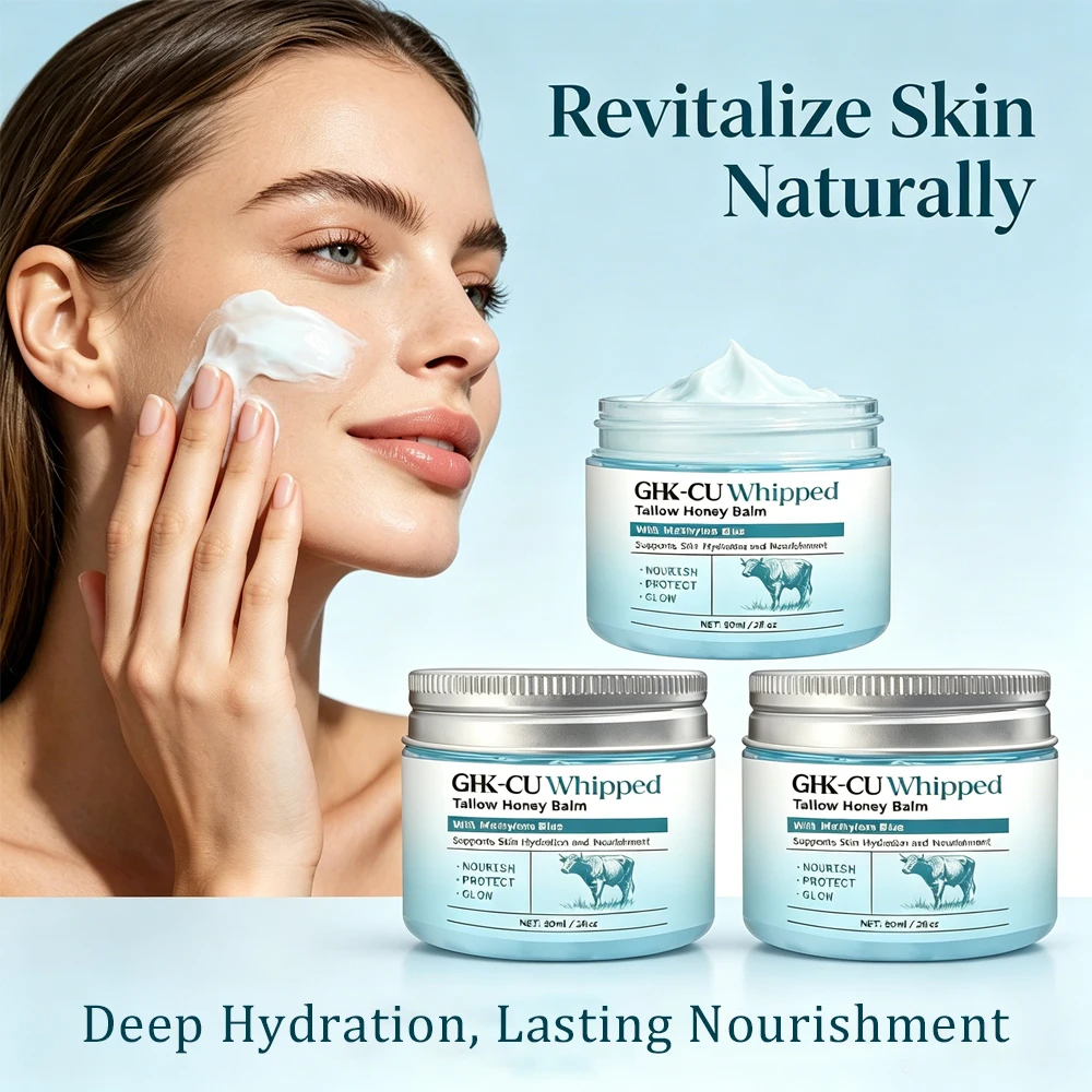 1/2/3 Stück Kupferpeptide GHK-Cu Rindertalg für die Haut, Blauer Balsam mit Manuka-Honig & Vitamin E, Natürlicher Gesichtspflege-Balsam, Hautpflege