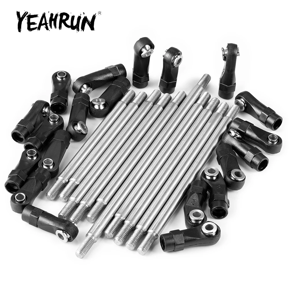 YEAHRUN 1Set Stainless Steel Linkage Steering Link Rod Set for Axial SCX10 II AXI90075 UMG10 1/10 RC Crawler Car Upgrade Parts