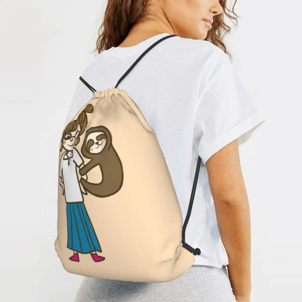 Just A Girl Who Loves Sloths Backpacks Portable Drawstring Bags Sports Bag Book Bags for Man Woman School