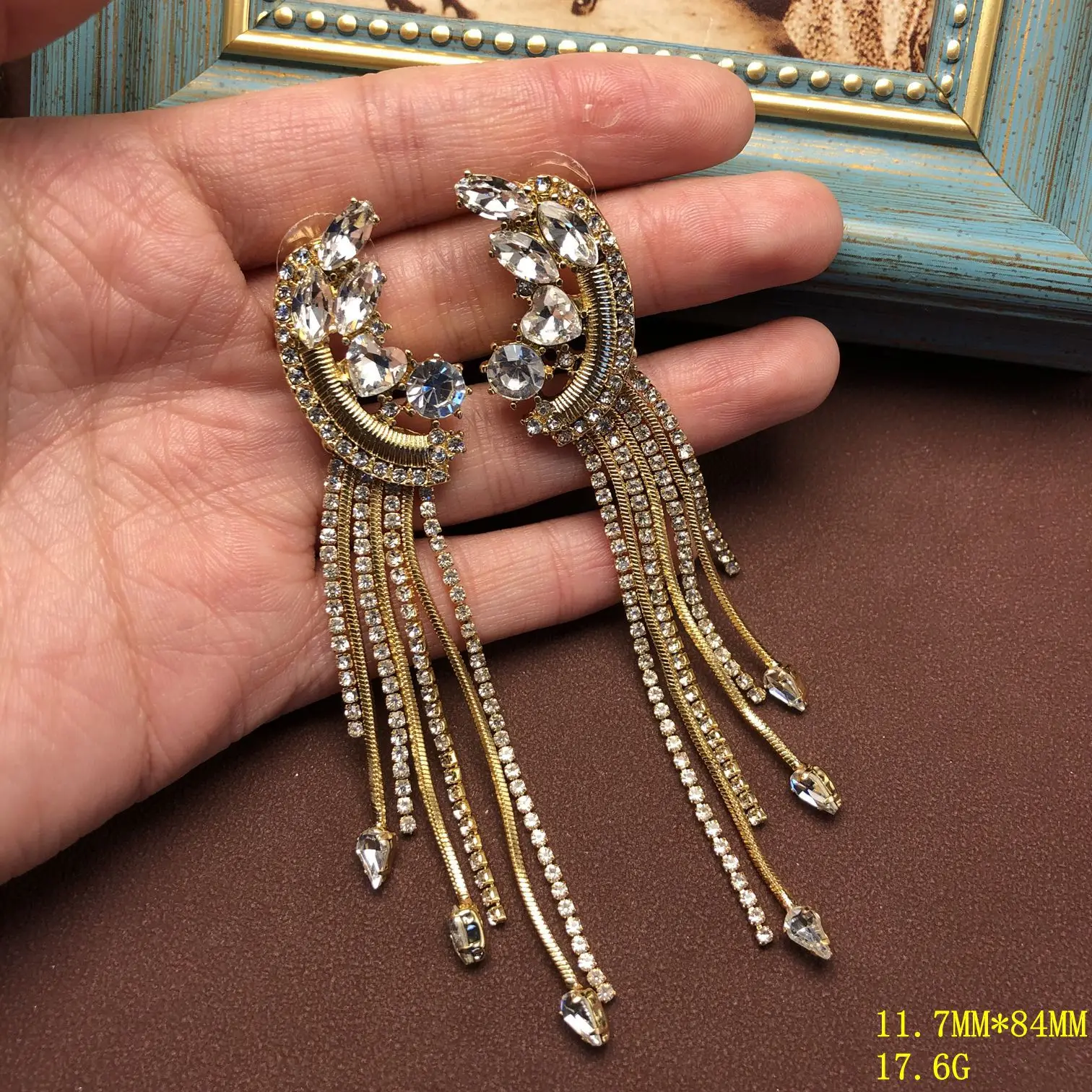 Factory supply claw chain gold-plated 925 silver needle tassel earrings jewelry wholesale exquisite ear stud