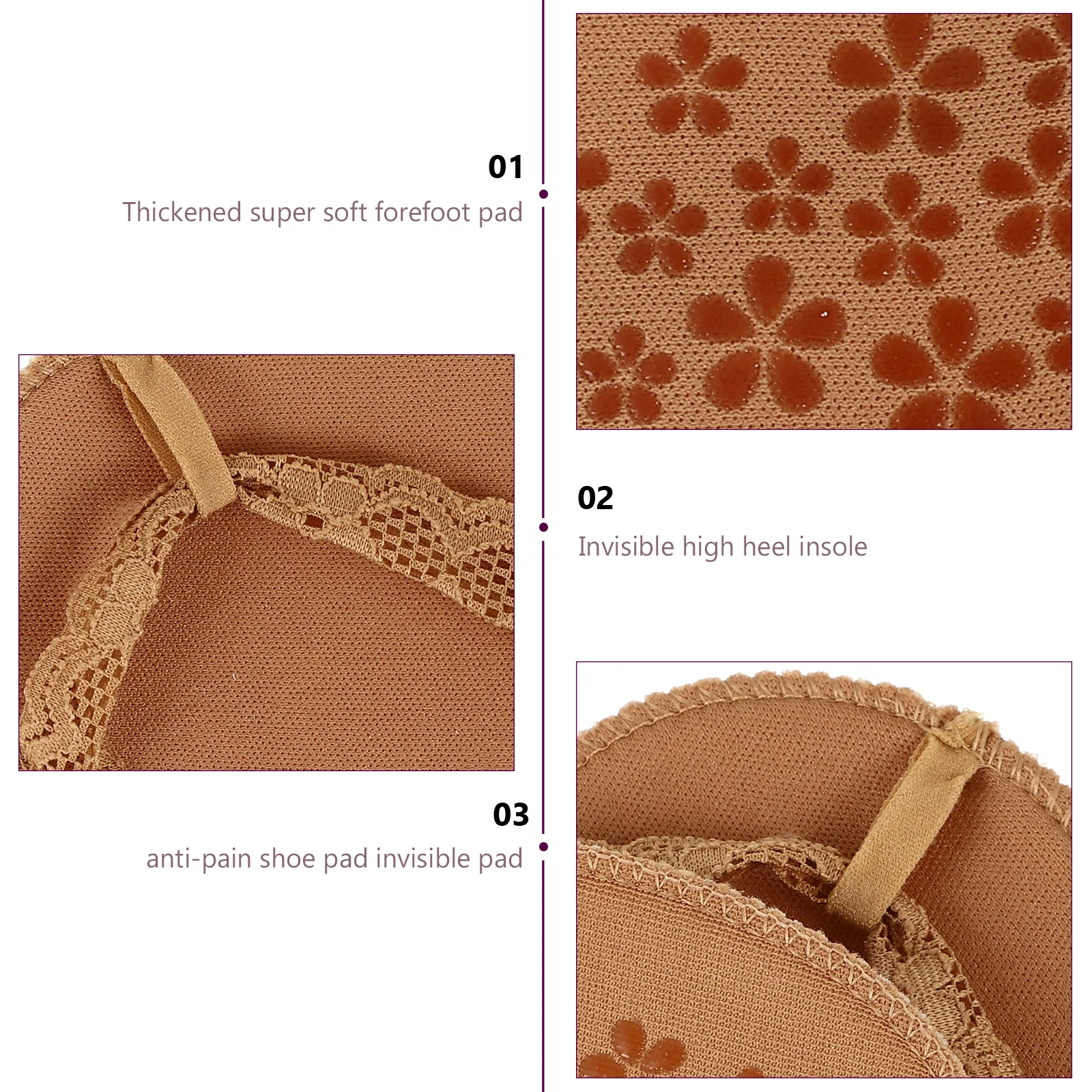 

High Heel Insoles Front Half Pad Female Forefoot Cushion Sponge Metatarsal Pads Breathable Lightweight Shock Resistant Invisible