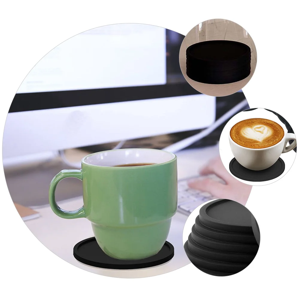 

8pcs Silicone Coasters Cup Mats Heat Insulation Non-Slip Tableware Pads For Home Coffee Tumbler Wine Glass Protection Household