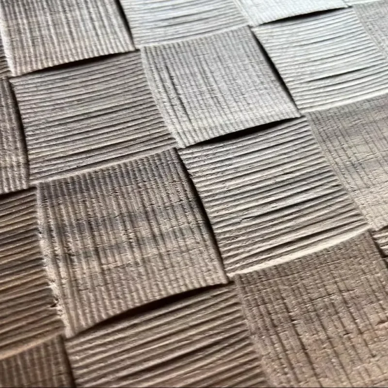 Moisture-Proof Woven Solid Wood Interlocking Wall Panel Bamboo Pattern Relief Carving Wood Texture Board for Sofa TV