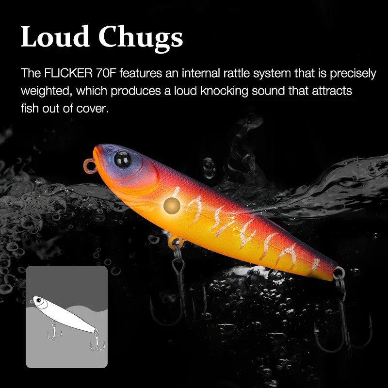 70mm 8.4g FLICKER 70F Z Dog Topwater Walker Fishing lure Artificial Pencil Floating Stick Hard Bait For Bass Pike Plug