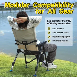Portable Folding Camping Chair Set with Side Storage Tray, Adjustable Reclining Fishing Chair for Beach, Camping and Outdoor Use view 3