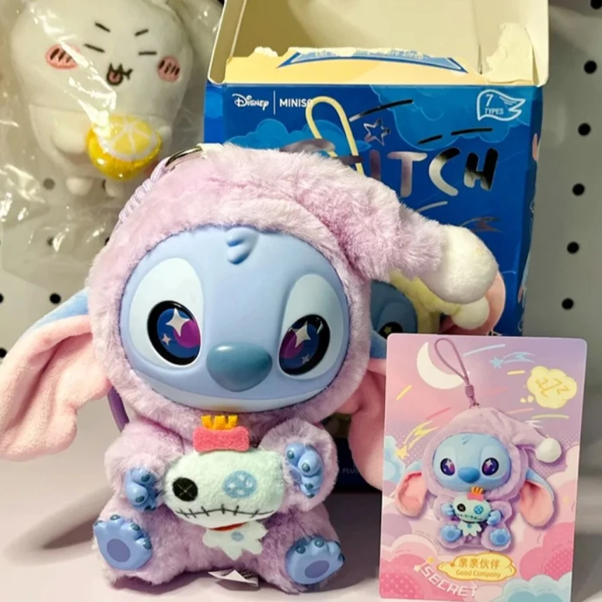 Miniso oficial genuíno disney ponto vinil caixa cega brinquedo boneca pingente para saco série mistério dormir antes de comer tema presente