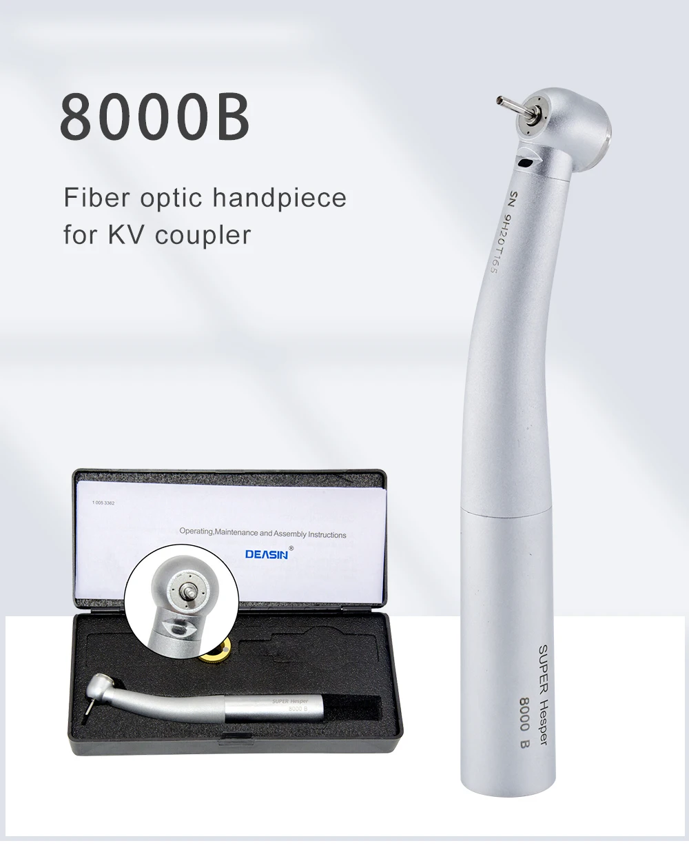 Dental 8000B 25000 LUX Hochgeschwindigkeits-Luftturbinenhandstück mit Keramiklager und Faser für KAVO-Kupplung, 4-Loch-Wasserspray – Detail 1