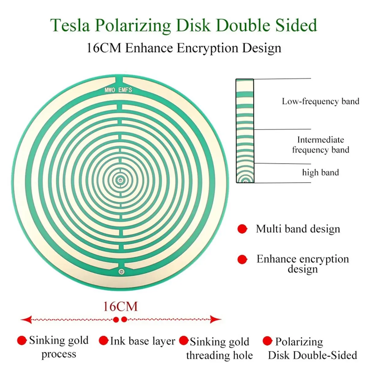 （2026 SUMMER）16cm Lakhovsky Oscillator Antenna Disc Decoration Home Crafts MWO Idea Gold Plating Disc Green