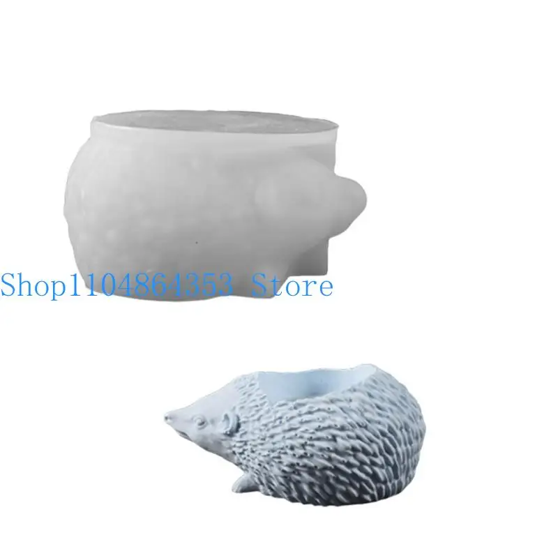 652F Hedgehog Shaped Resin Mold For Candle Holder Silicone Epoxy Casting Mould With Animal Craft Storage Box Container