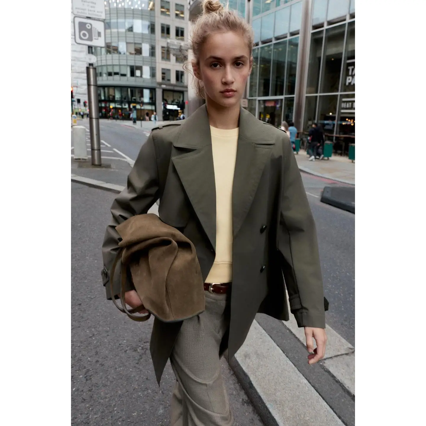 

Long Sve Windbreaker Double Button Closure Decorative Belted Waistcoat Autumn Faion Ladies' Coat Commute Sle Regular T...