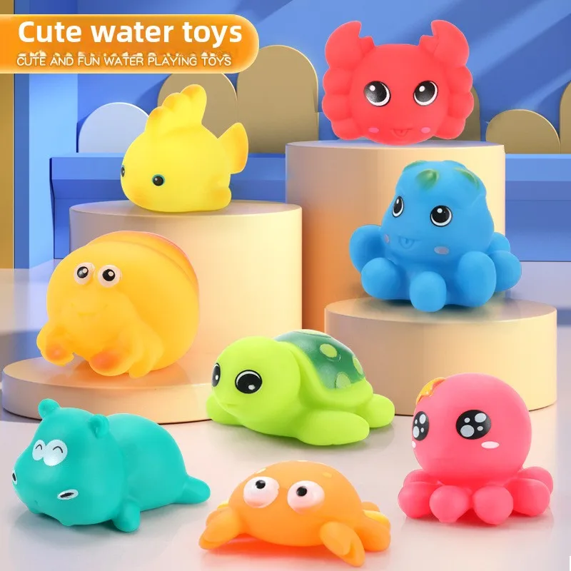 لعبة حيوانات المحيط، لعبة صمغ ناعمة للأطفال، لعبة مائية للأطفال، مجموعة سمكة منتفخة على شكل قرش سلحفاة صغيرة #4