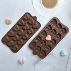 1pc 15 cavity Diamond Heart Shaped Silicone Chocolate Mold Handmade Biscuit Candy Jelly Mold Lacquer Wax Particle Mold
