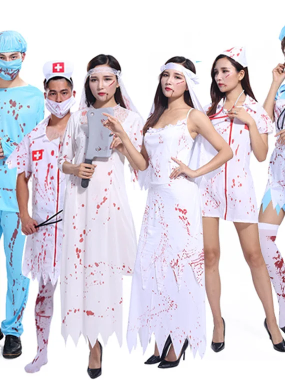 

Halloween Cosplay Bloody Nurse Uniform Women's Costume Bloodstained Nursing Outfit Stage Performance Traditional Chinese Ethn...